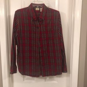 LL Bean, Scotch Plaid Flannel Shirt, Size Med